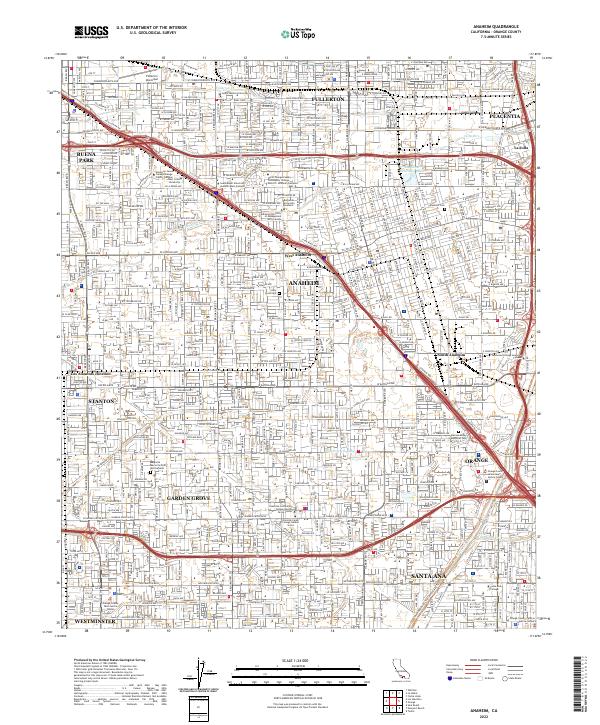 Anaheim, CA — USGS 7.5-minute topo (2022)
