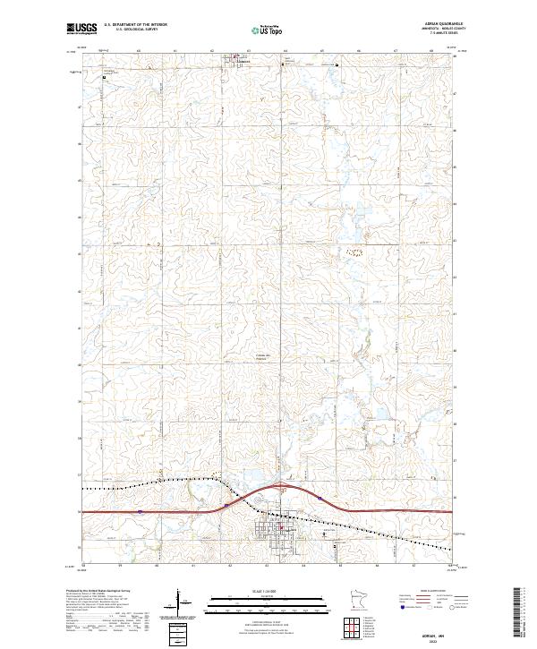 Adrian, MN — USGS 7.5-minute topo (2022)