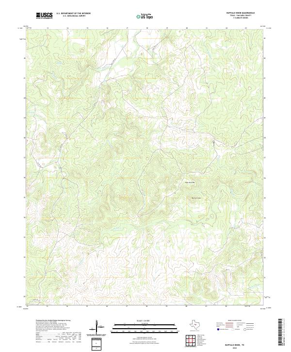 Buffalo Knob, TX — USGS 7.5-minute topo (2022)