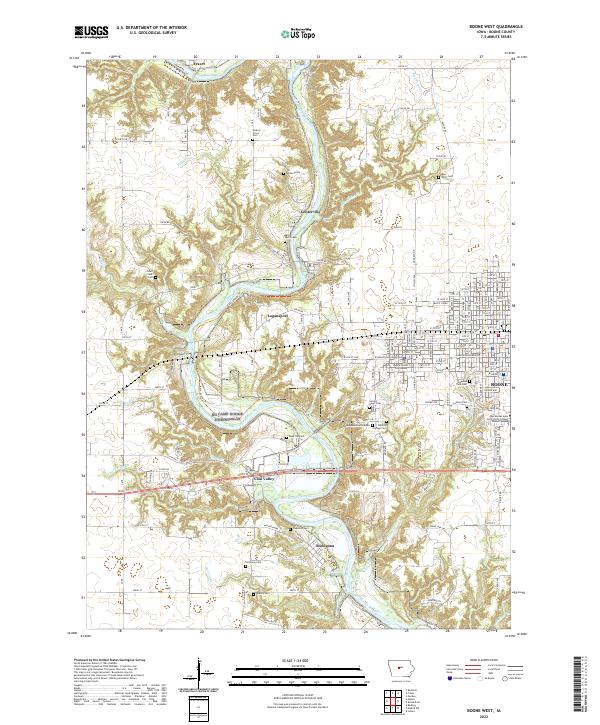 Boone West, IA — USGS 7.5-minute topo (2022)