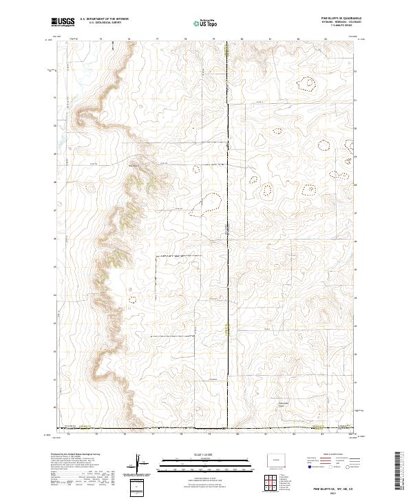 Pine Bluffs SE, WY-NE-CO — USGS 7.5-minute topo (2021)