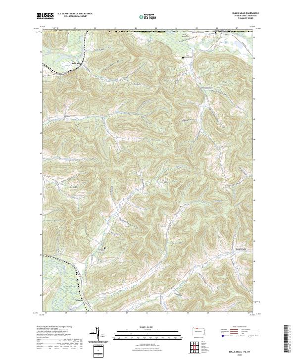 Bullis Mills, PA-NY — USGS 7.5-minute topo (2023)