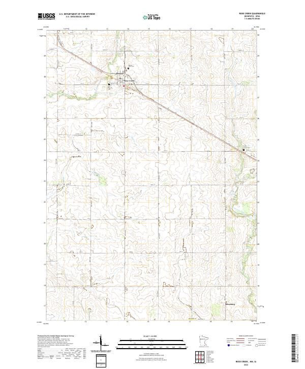 Rose Creek, MN-IA — USGS 7.5-minute topo (2022)