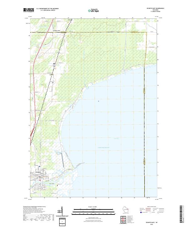 Oconto East, WI — USGS 7.5-minute topo (2022)