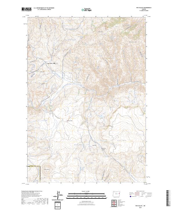 Rye Valley, OR — USGS 7.5-minute topo (2023)