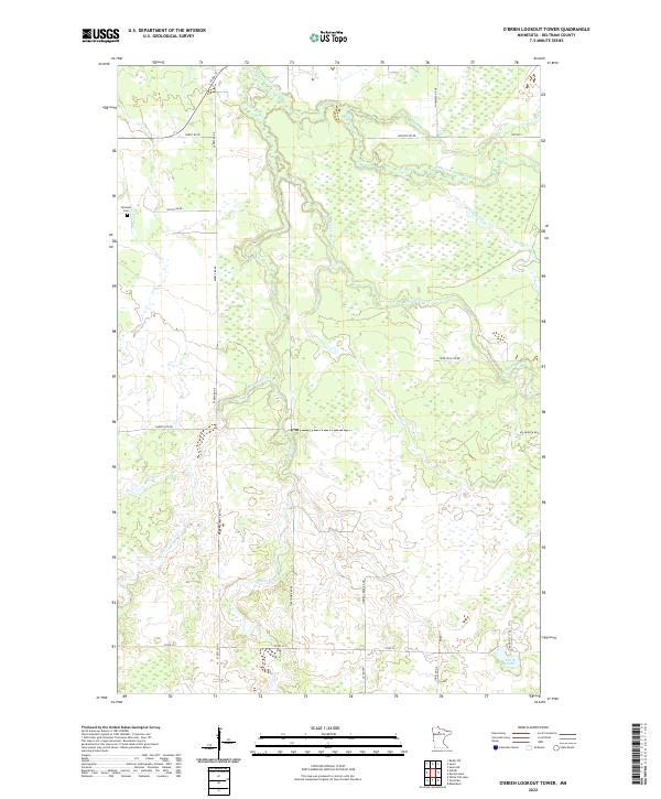 O'Brien Lookout Tower, MN — USGS 7.5-minute topo (2022)