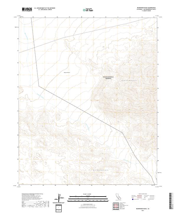 Budweiser Wash, CA — USGS 7.5-minute topo (2021)