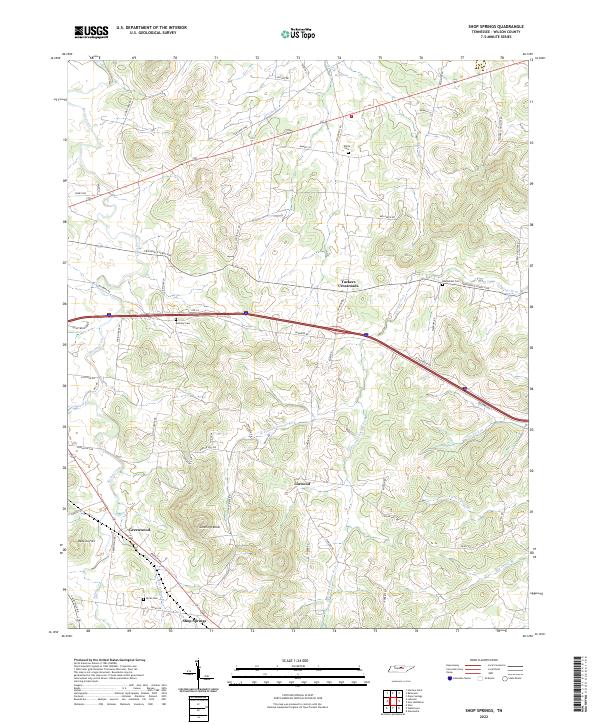 Shop Springs, TN — USGS 7.5-minute topo (2022)