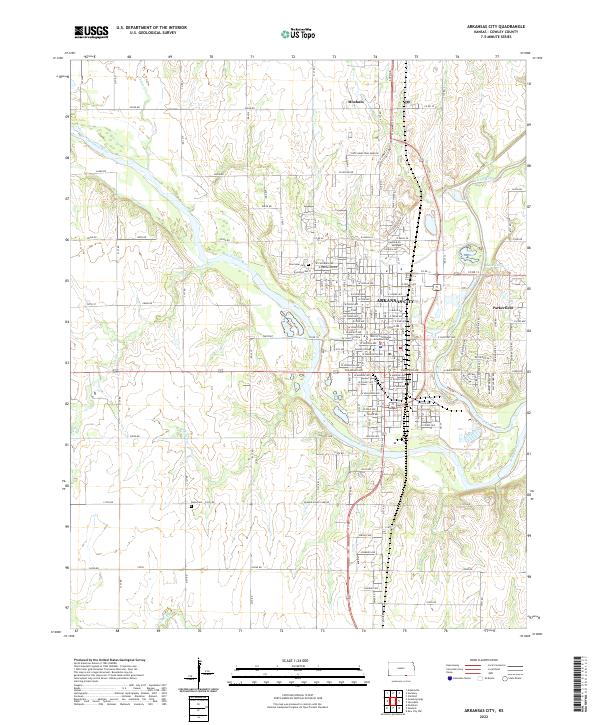Arkansas City, KS — USGS 7.5-minute topo (2022)
