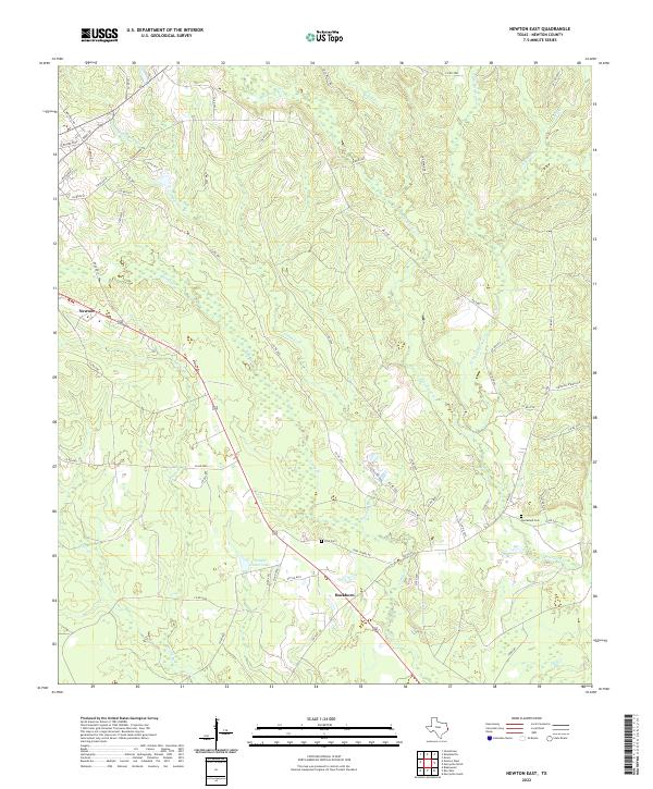 Newton East, TX — USGS 7.5-minute topo (2022)