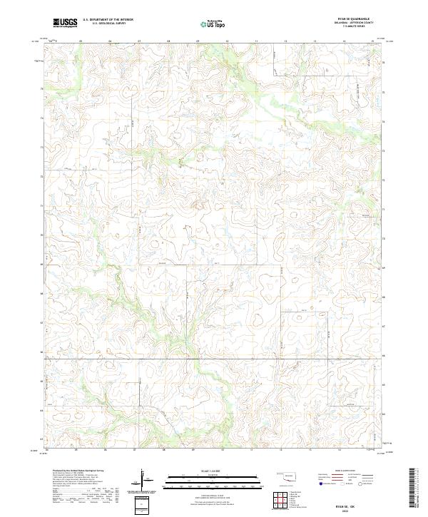 Ryan SE, OK — USGS 7.5-minute topo (2022)