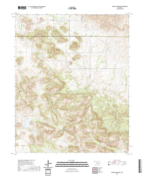Saddle Mountain, OK — USGS 7.5-minute topo (2022)