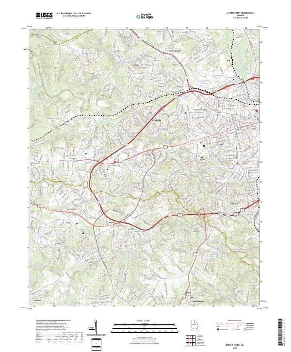 Athens West, GA — USGS 7.5-minute topo (2024)