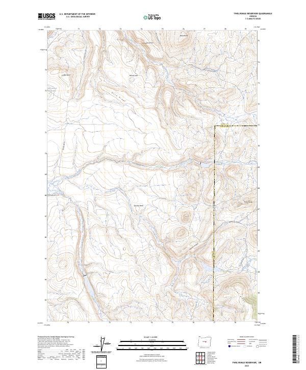 Twelvemile Reservoir, OR — USGS 7.5-minute topo (2023)