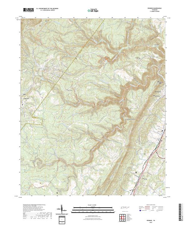 Pennine, TN — USGS 7.5-minute topo (2022)