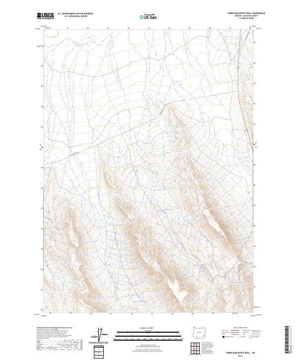 Three Man Butte Well, OR — USGS 7.5-minute topo (2023)