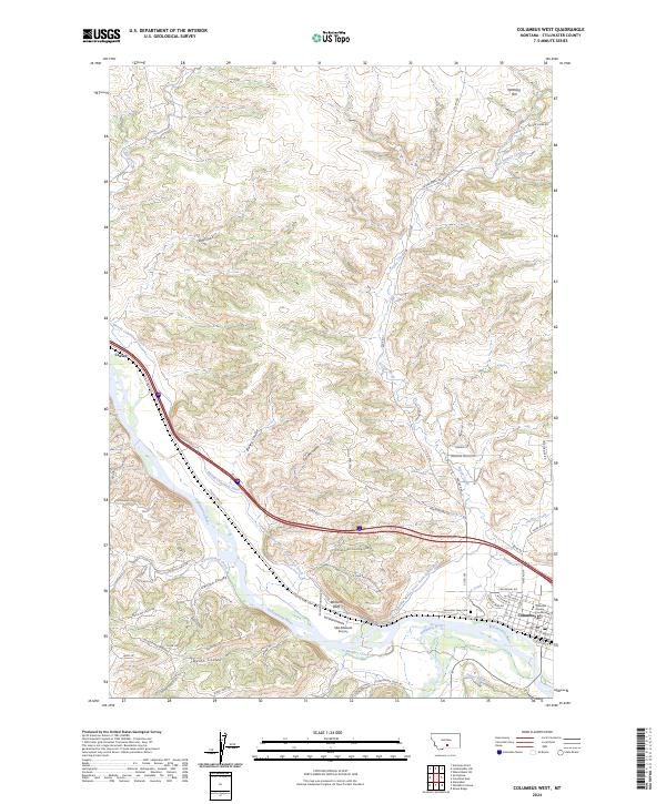 Columbus West, MT — USGS 7.5-minute topo (2024)