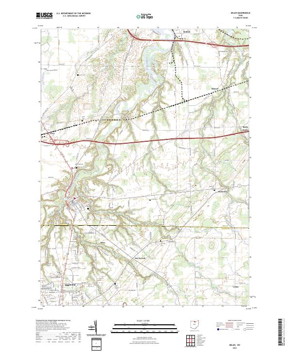 Milan, OH — USGS 7.5-minute topo (2023)