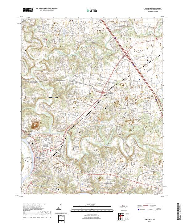 Clarksville, TN — USGS 7.5-minute topo (2022)