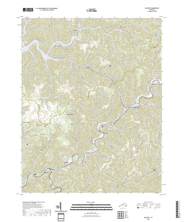Blackey, KY — USGS 7.5-minute topo (2022)
