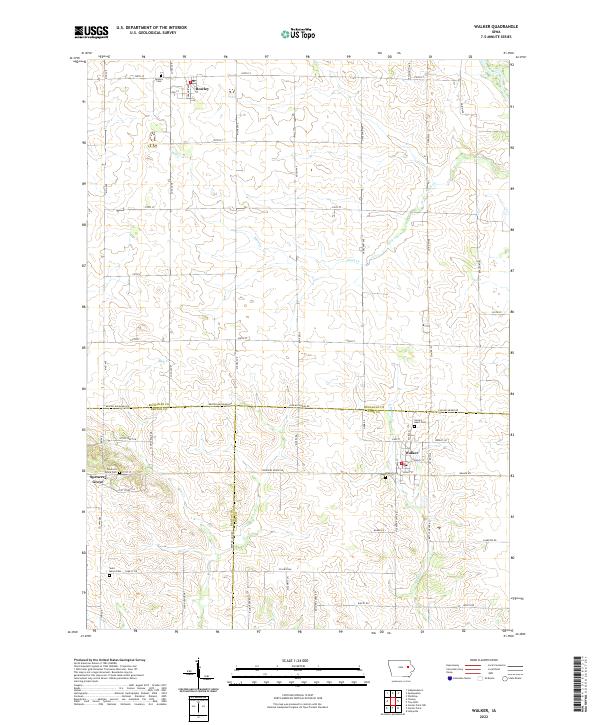 Walker, IA — USGS 7.5-minute topo (2022)