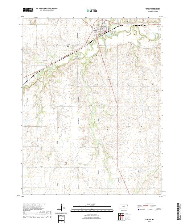 Florence, KS — USGS 7.5-minute topo (2022)