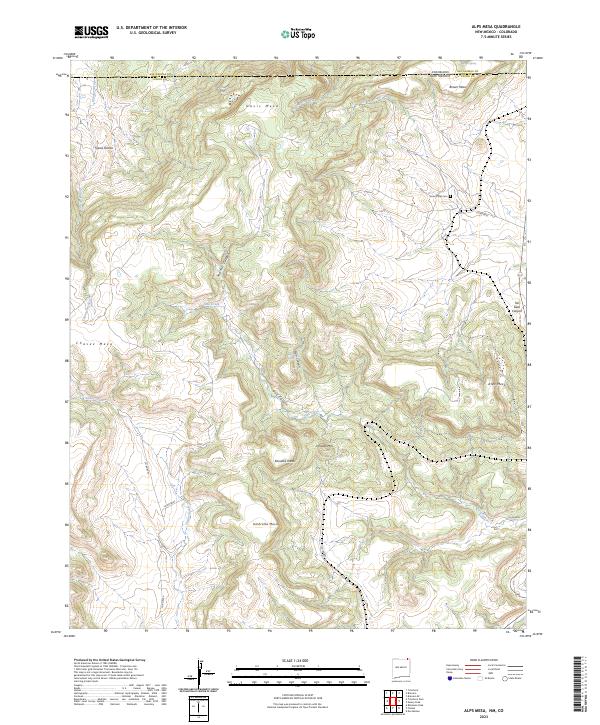 Alps Mesa, NM-CO — USGS 7.5-minute topo (2023)