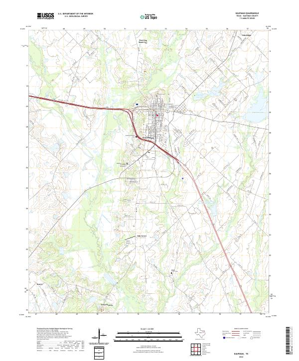 Kaufman, TX — USGS 7.5-minute topo (2022)
