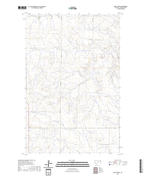 Gady Coulee, MT — USGS 7.5-minute topo (2024)