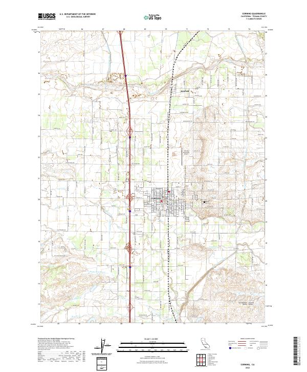 Corning, CA — USGS 7.5-minute topo (2022)