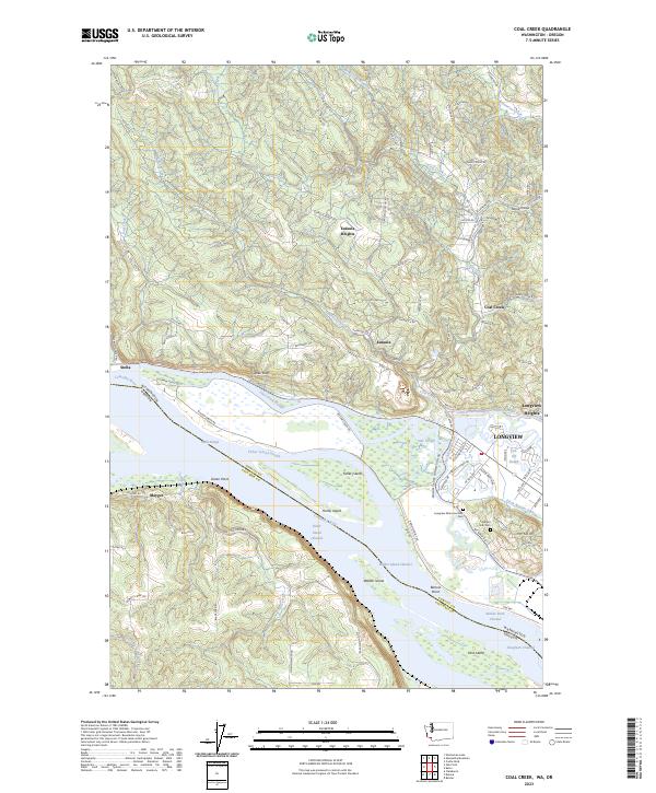 Coal Creek, WA-OR — USGS 7.5-minute topo (2023)