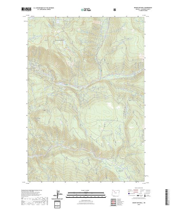 Mount Mitchell, OR — USGS 7.5-minute topo (2023)