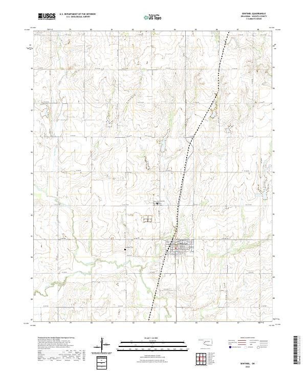 Sentinel, OK — USGS 7.5-minute topo (2022)