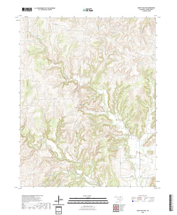 Happy Hollow, OK — USGS 7.5-minute topo (2022)
