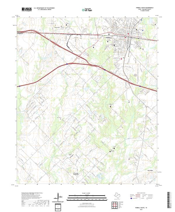 Terrell South, TX — USGS 7.5-minute topo (2022)