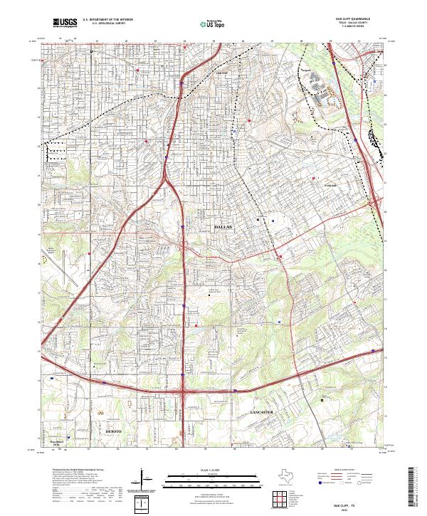 Oak Cliff, TX — USGS 7.5-minute topo (2022)