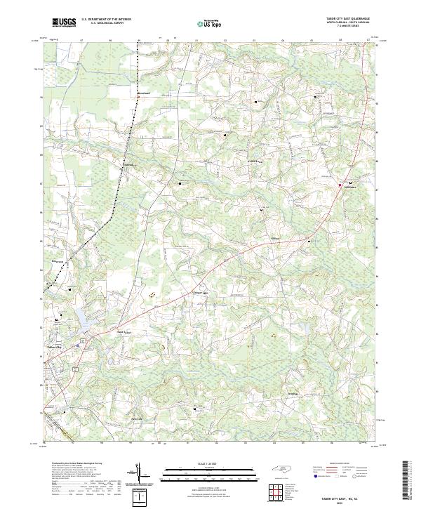 Tabor City East, NC-SC — USGS 7.5-minute topo (2022)