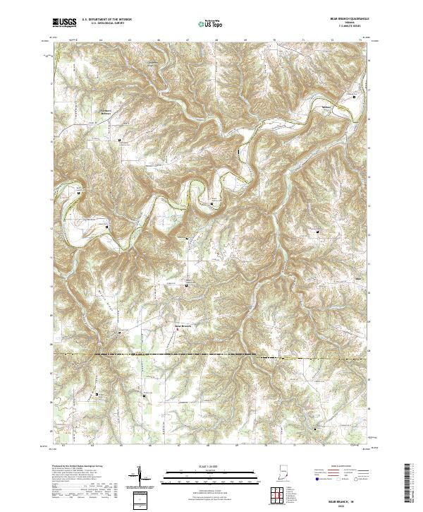 Bear Branch, IN — USGS 7.5-minute topo (2022)