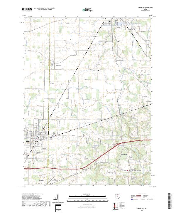 Crestline, OH — USGS 7.5-minute topo (2023)
