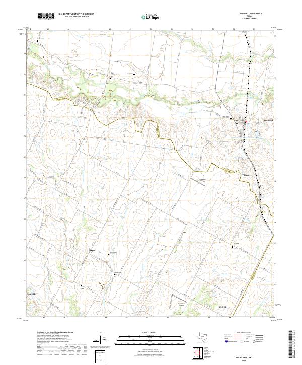 Coupland, TX — USGS 7.5-minute topo (2022)