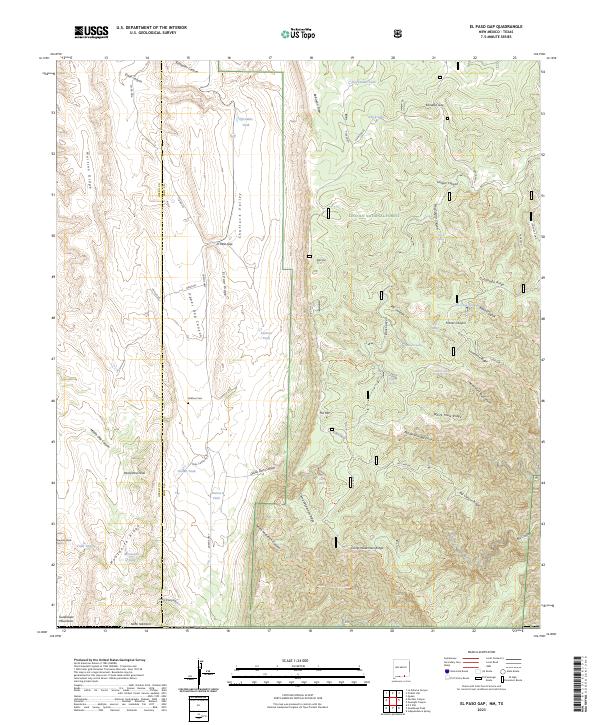 El Paso Gap, NM-TX — USGS 7.5-minute topo (2023)