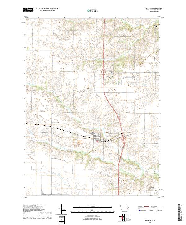 Ainsworth, IA — USGS 7.5-minute topo (2022)