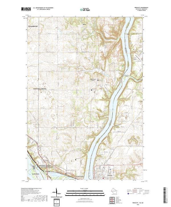 Prescott, WI-MN — USGS 7.5-minute topo (2022)