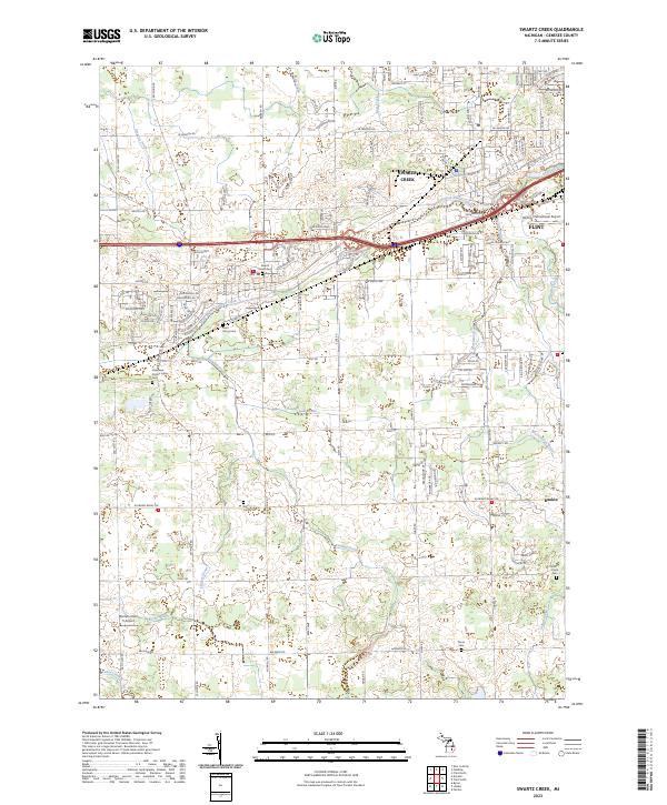 Swartz Creek, MI — USGS 7.5-minute topo (2023)