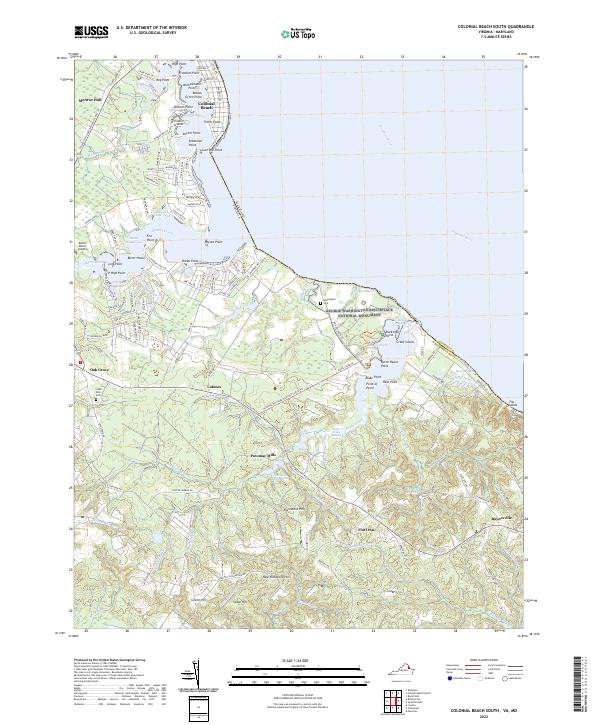 Colonial Beach South, VA-MD — USGS 7.5-minute topo (2022)