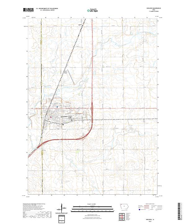 Sheldon, IA — USGS 7.5-minute topo (2022)