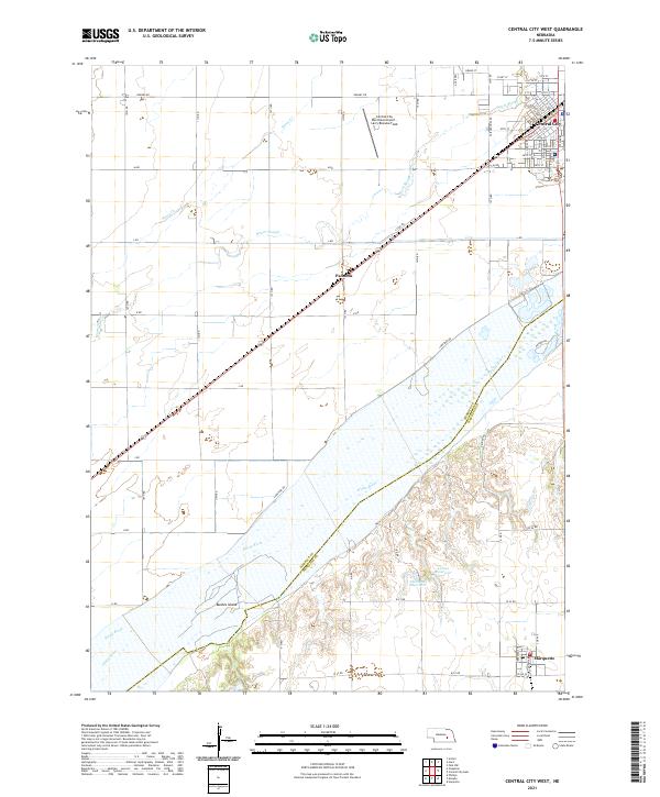 Central City West, NE — USGS 7.5-minute topo (2021)
