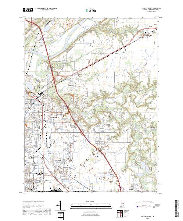 Lafayette East, IN — USGS 7.5-minute topo (2022)