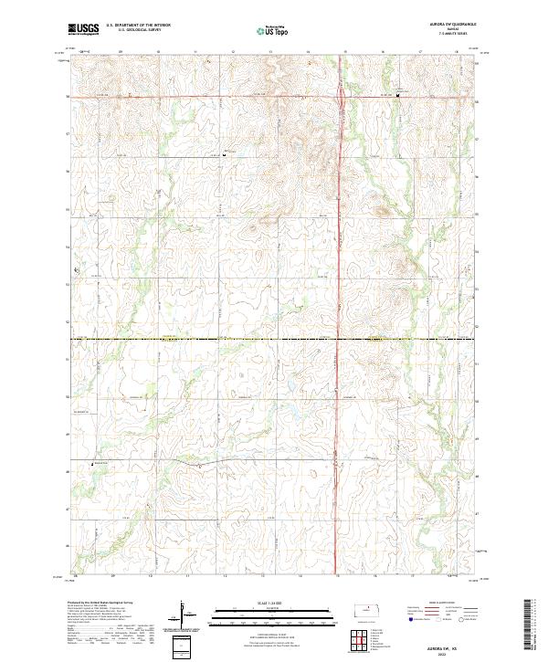 Aurora SW, KS — USGS 7.5-minute topo (2022)