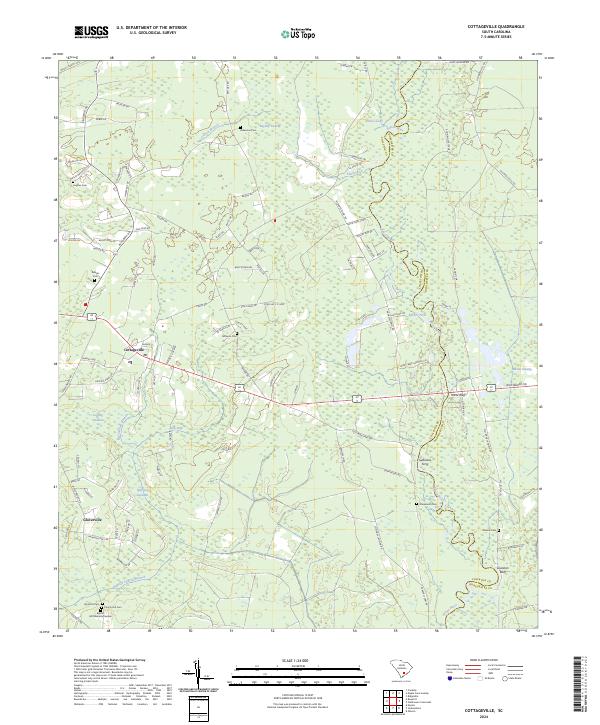 Cottageville, SC — USGS 7.5-minute topo (2024)